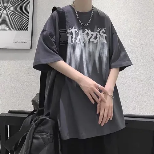 Vista 7 de CYee Y2K - Camiseta punk de manga corta de gran tamaño para hombre, hip-hop, sudadera gótica Harajuku Streetwear
