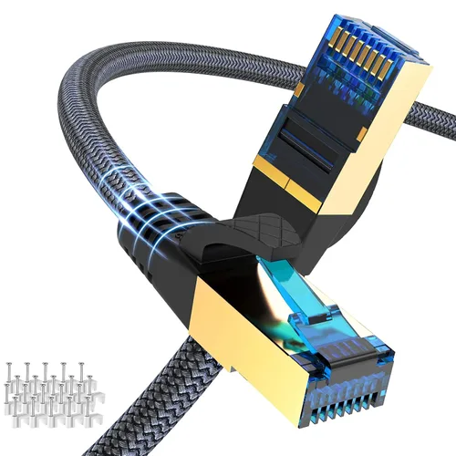 Vista 8 de Cable Ethernet Cat 8 de 6 pies, para juegos de alta velocidad y Gigabit Ethernet, servicio pesado de 26 AWG 40 Gbps, 2000 MHz, S/FTP para Xbox, PS5