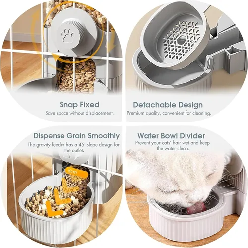 Vista 6 de Yummy Sam Jaula colgante dispensador automático de botellas de agua para mascotas pequeñas, alimentador automático desmontable de gravedad de 1.2 L