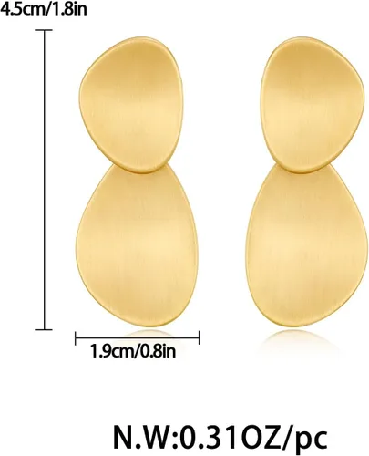 Vista 5 de Gold Statement Earrings for Women Chunky Brushed Gold Disc Dangle Earring Fan-Shaped Dangling Statement Earrings