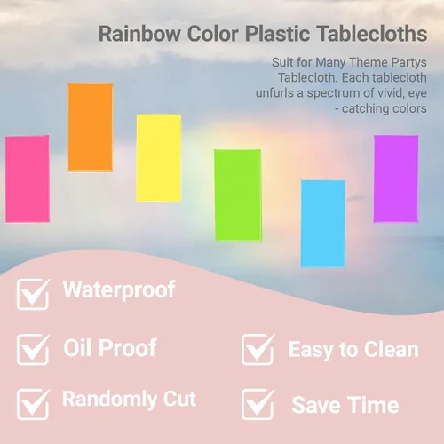 Vista 4 de Mantel de arco iris de plástico impermeable de plástico mexicano para fiesta mexicana, fundas rectangulares desechables para noche de taco, fiesta