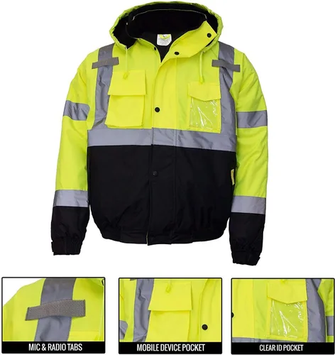Vista 5 de WJ9011/12 - Chaqueta de seguridad para hombre, ANSI Clase 3 de alta visibilidad, impermeable