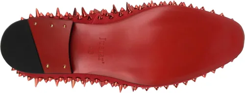 Vista 4 de Justar Mocasines de cuero para hombre, zapatos de vestir con tachuelas, sin cordones, zapatos largos de fiesta con remaches