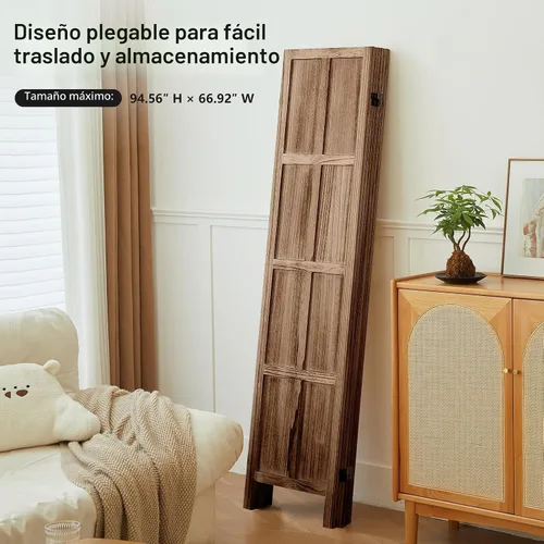 Vista 4 de Pared divisora de habitación de 4 paneles, pantalla de privacidad plegable de 5.6 pies de alto, divisor de partición para separación
