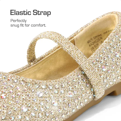 Vista 7 de DREAM PAIRS Zapatos planos Mary Jane con diamantes de imitación para niñas