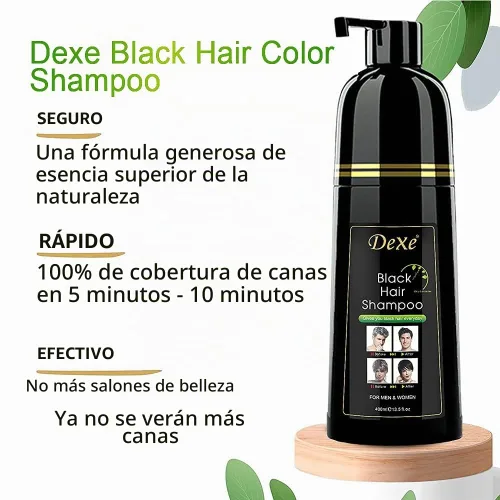 Vista 2 de Dexe - Champú de tinte para el cabello, 14.1 onzas líquidas, cobertura de cabello gris, tinte para cabello negro, champú de color para el cabello