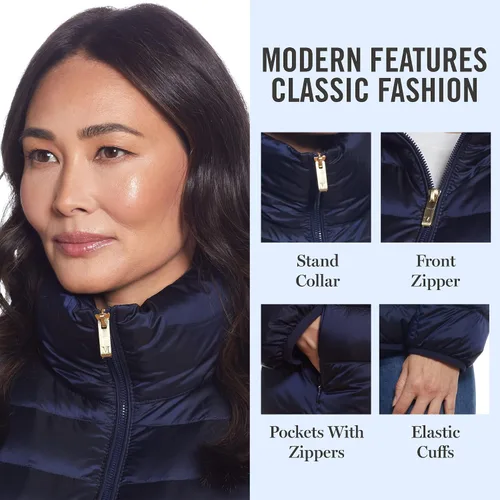 Vista 5 de MARTHA STEWART Everyday Packable Jacket - Down Jacket with Hidden Pocket Zippers - Great for Daily Wear
