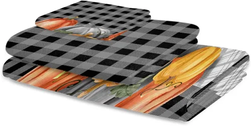 Vista 2 de Fall Pumpkins Bath Towels for Bathroom Set - Luxury Towels Gifts for Women,Quick Dry Beach Kitchen Hand Hair Face Yoga Workout Gym Towel and Dish