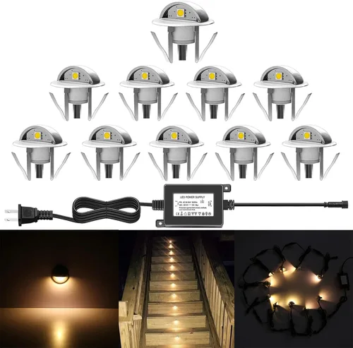 Vista 31 de Luz LED para escaleras, bajo voltaje, impermeable, IP65, para exteriores, 1-2/5 pulgadas, de madera empotrada, iluminación LED de terraza, patio