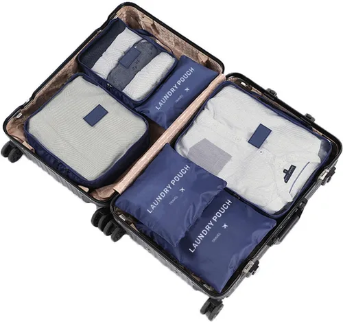 Vista 2 de Gbateri Paquete de 6 cubos de equipaje Organizadores de equipaje de viaje Organizador de equipaje de artículos esenciales de viaje, incluye bolsa