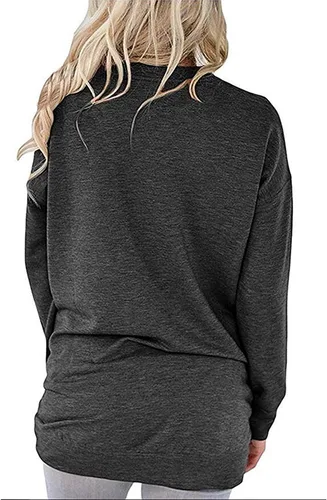 Vista 2 de Akihoo Blusas tipo túnica de manga larga para mujer, cuello redondo