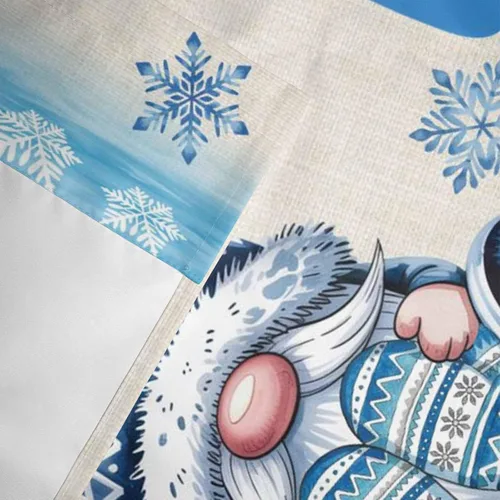 Vista 9 de Cenefa de Navidad para ventanas, cenefas de gnomo, cenefas de invierno con bolsillo para barra, tratamientos de ventana, diseño de copo de nieve