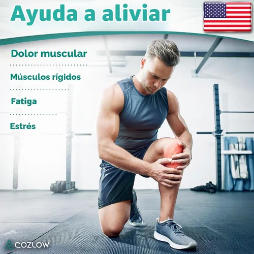Vista 3 de Barra de rodillo muscular, verde, masajeador corporal de mano, 9 rodillos