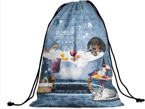 Vista 37 de Bolsa de agarre de gimnasia de piel de animal, bolsa de gimnasia con cordón ajustable, bolsa de cuerda para fauna silvestre, Mariposas Galaxy
