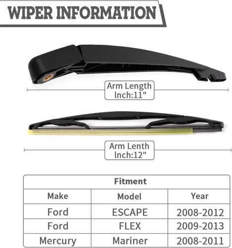 Vista 2 de Juego de tuercas para limpiaparabrisas trasero, repuesto para Ford Escape 2008-2012, FLEX 2009-2019, Mercury Mariner 2008-2011, Mazda Tribute