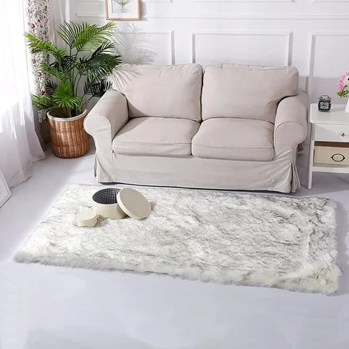 Vista 29 de Latepis - Alfombra rectangular de piel sintética tipo lana de oveja suave y esponjosa de estilo bohemio para sala de estar, dormitorio y residencias