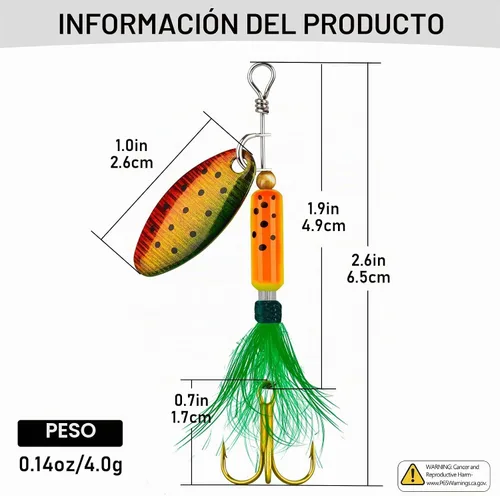 Vista 2 de THKFISH Spinnerbait Spinners Spinnerbait señuelos de trucha Señuelos de pesca para lubina trucha Crappie Color A-1/7oz *4pcs