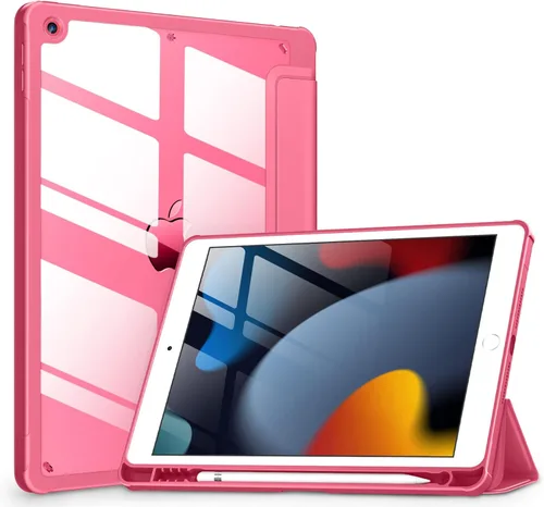 Vista 19 de VIKESI - Funda para iPad de 9ª / 8ª / 7ª generación de 10.2 pulgadas (lanzada en 2021/2020/2019), parte trasera transparente, cubierta de marco