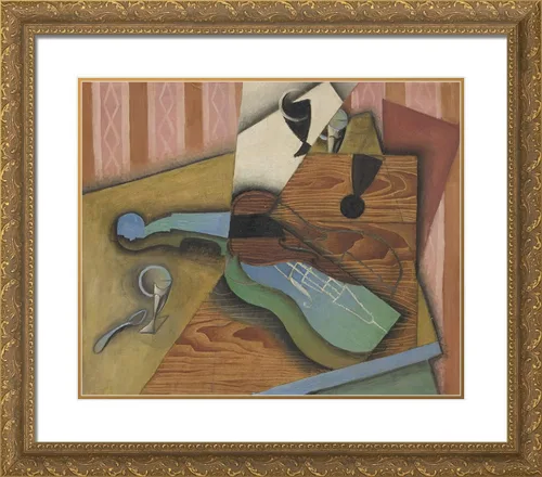 Vista 4 de ArtDirect Gris, Juan 23x20 Black Modern Framed Art Print with Double Matting Titled: Violin on Table