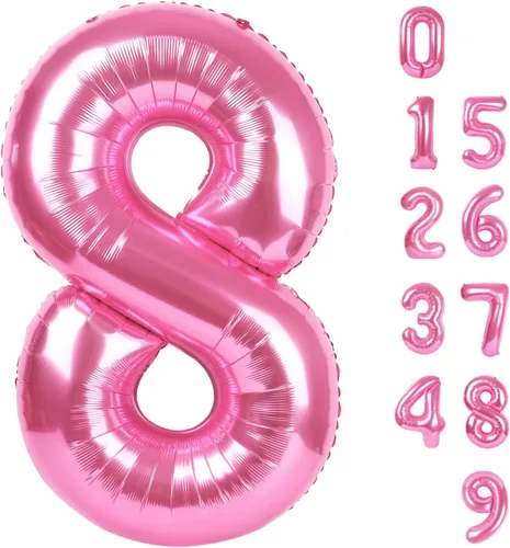 Vista 404 de Globos con números de 40 pulgadas, color negro, para decoraciones de cumpleaños de 10 a 100 años Jumbo 40In & Vibrant Color, With Hanging Holes