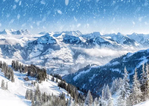 Vista 3 de BELECO Telón de fondo de escena de nieve de invierno de 8 x 6 pies, montañas, abetos, bosque, invierno, nevadas, fondo de nieve, Navidad, Año Nuevo