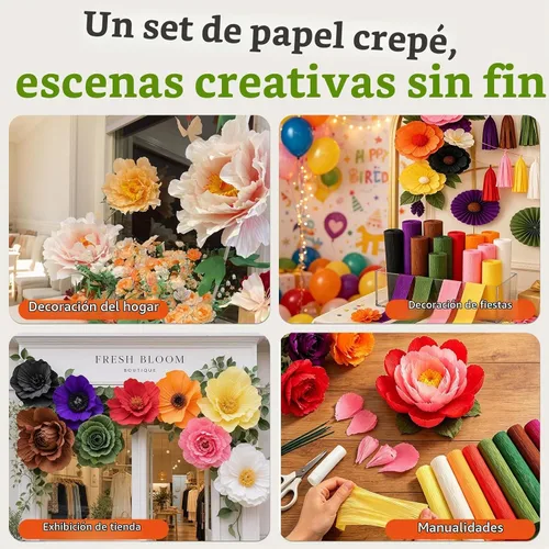 Vista 7 de 24 Colors Crepe Paper Roll 10 X 98inch Papel Crepe Video Tutorial