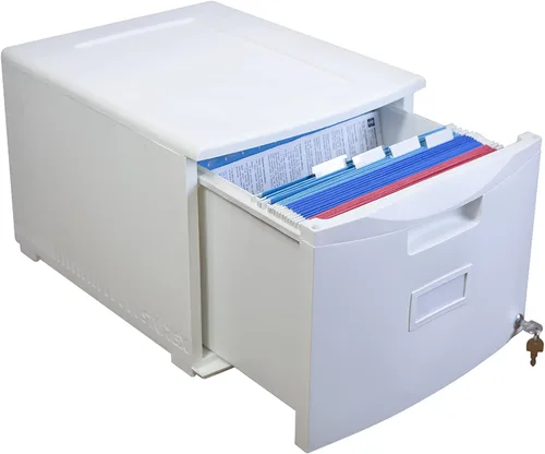 Vista 8 de Storex gabinete de un solo cajón de mini archivo con cerradura, 18.25 x 14.75 x 12.75 in, color negro, (61265B01C), Negro Total 1