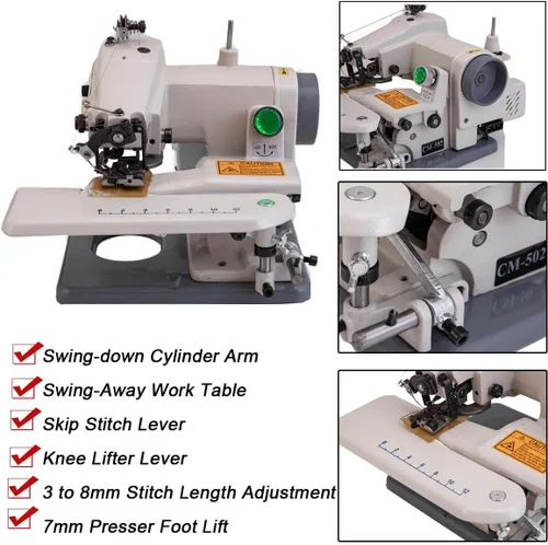 Vista 2 de Máquina de coser de punto ciego de escritorio de grado profesional portátil con dobladillo ciego para máquina de coser vestidos, faldas y pantalones