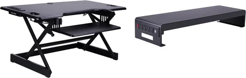 Vista 11 de Rocelco - Convertidor de escritorio para trabajar de pie con altura ajustable de 32 pulgadas - Estación de trabajo para computadora sentada o de pie