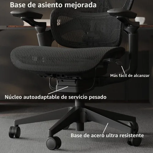 Vista 8 de Silla de oficina ergonómica, silla de computadora de malla,Silla de escritorio para el hogar Negro