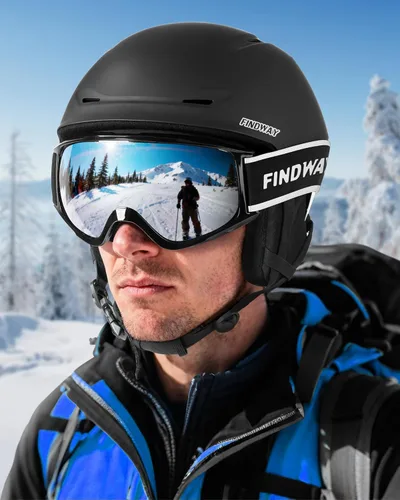 Vista 7 de Findway Casco de Esquí [Actualización] Casco de Snowboard para Adultos, [Compatible con Gafas] Carcasa de ABS Duradera, Espuma EPS Protectora y Dial