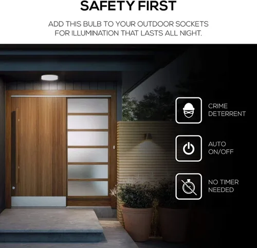 Vista 5 de Amazon Basics PAR38 - Bombilla LED con sensor de anochecer a amanecer, equivalente a 120 W, eficiencia energética, 14 W, base estándar E26, luz