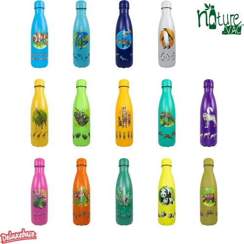 Vista 5 de NatureVac - Black Bear de Deluxebase. Botella de agua de acero inoxidable con aislamiento térmico de 17 onzas. Frasco de vacío reutilizable y a