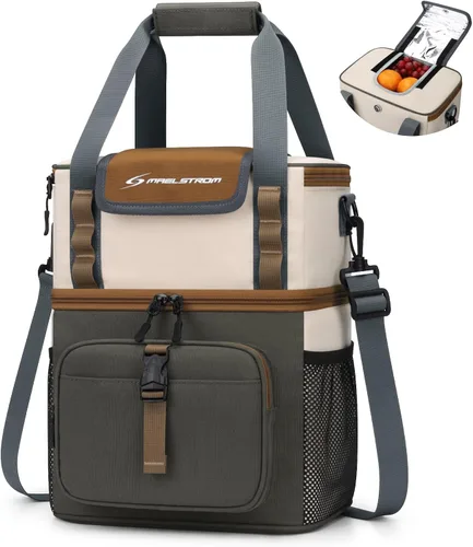 Vista 13 de Maelstrom Insulated Lunch Bag, Leakproof Lunch Box with Quick Access Lid Dual-layer Compartments, Multiple Pockets, Water-resistant, Shoulder