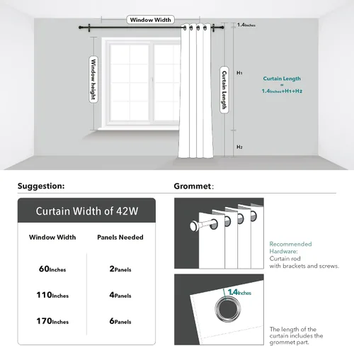 Vista 9 de Deconovo - Cortinas para oscurecer ambientes Negro