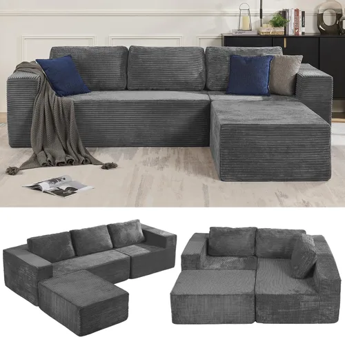 Vista 47 de Furnify Sofá modular tapizado de espuma de 30", Sofá de piso tapizado con almohada, Silla puf para dormitorio y sala de estar, No requiere