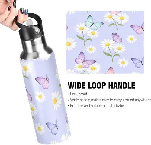 Vista 4 de Botella de agua deportiva sin BPA aislada de 32 onzas, botella de agua aislada al vacío de acero inoxidable para gimnasio, viajes al aire libre