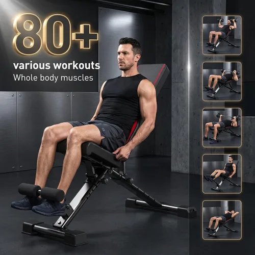 Vista 4 de OPPSDECOR Adjustable Weight Bench, 900LBS Capacity, 8+4+2 Positions, 18.5" Seat Height, Easy Assembly Foldable Workout Bench for Home Gym Strength