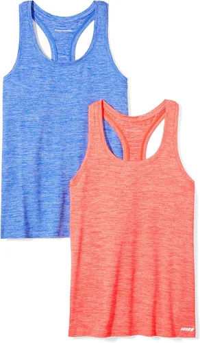 Vista 6 de Amazon Essentials Camiseta sin mangas Active Quick Dry Tech Stretch Racerback Cuello Redondo para Mujer, Multipacks Beige/Rosa intenso