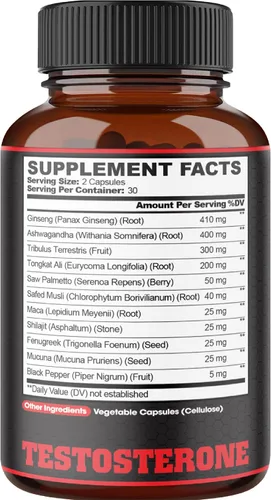 Vista 7 de 2 paquetes de 60 cápsulas – 11 hierbas combinadas con ginseng, ashwagandha, tribulus y más.