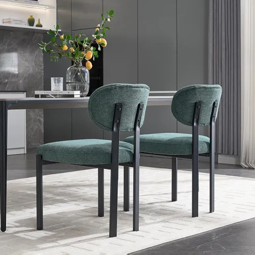 Vista 4 de Modern Dining Room Chairs Set of 2, Mid-Century Upholstered Kitchen Dining Chairs with Metal Legs, Table & Seating Chair Sets for Dining Room,Green