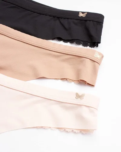 Vista 16 de Jessica Simpson Ropa interior para mujer – Paquete de 3 bragas de microfibra elástica duradera sexy – Tangas de encaje suave para mujer