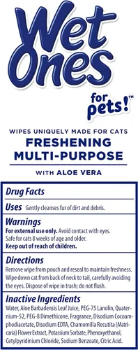 Vista 7 de Wet Ones Toallitas multiusos para gatos refrescantes para mascotas, aroma
