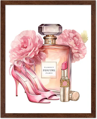 Vista 27 de Monem Art - Póster de moda, estampado de diseñador rosa, arte de zapatos, arte de perfume, arte de lápiz labial, regalo para mujeres y fashionistas