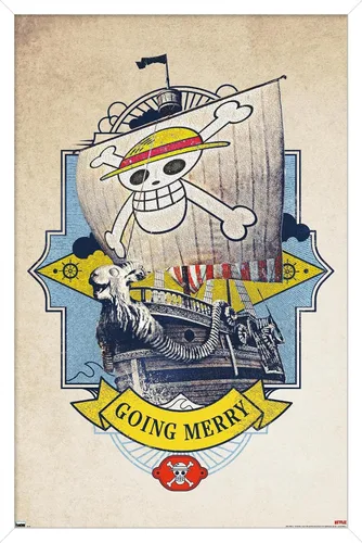Vista 13 de Trends International Netflix One Piece - Póster de pared Going Merry de 14.72 x 22.37 pulgadas, versión enmarcada de madera de granero