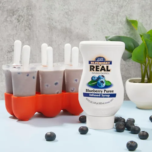 Vista 5 de Reàl - Jarabe de arándanos Exotics con infusión de 16.9 onzas líquidas, paquete de 3 Fresh Blueberry Burst, Ideal for Cocktails, Mocktails