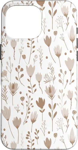 Vista 19 de Floral Flowers Wildflowers Garden Botanical Love Beige White Case for iPhone 16