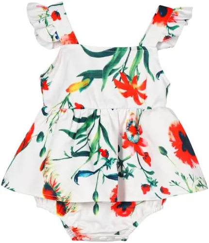 Vista 9 de Mommy and Me - Vestidos largos casuales con hombros descubiertos y volantes en capas con estampado floral a juego
