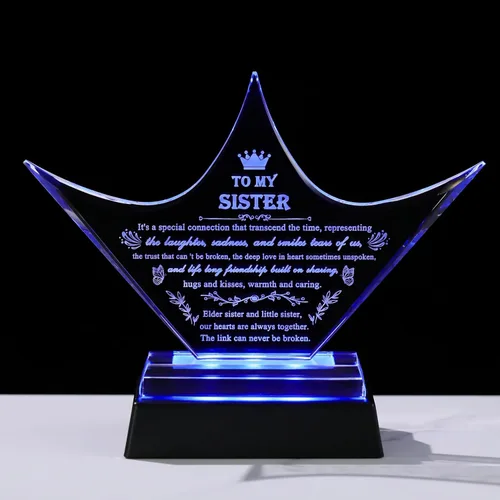 Vista 12 de Movdyka Regalos divertidos para hermanas, hermanas grabadas en 3D con base, el mejor regalo único de cumpleaños, Navidad, boda, graduación, hermana