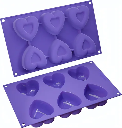 Vista 3 de Bakerpan Moldes de silicona con forma de corazón de San Valentín para hornear, juego de 2 moldes para tartas en forma de corazón